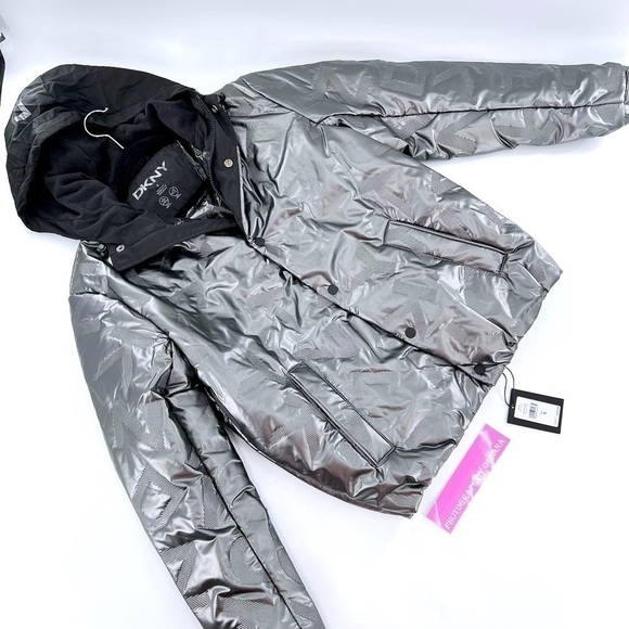 DKNY Men's Water Resistant Bomber Hooded Jacket Print Size S NWT - Picture 10 of 12